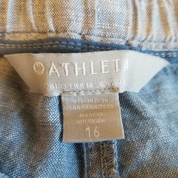 Athleta Cabo Linen Jogger 530642-00 Chambray Blue Size 16 - Picture 5 of 6